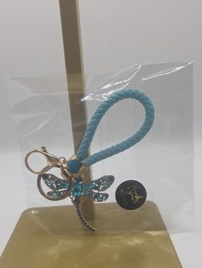 Turquoise Braided Dragonfly Key & Card Holder Wristlet